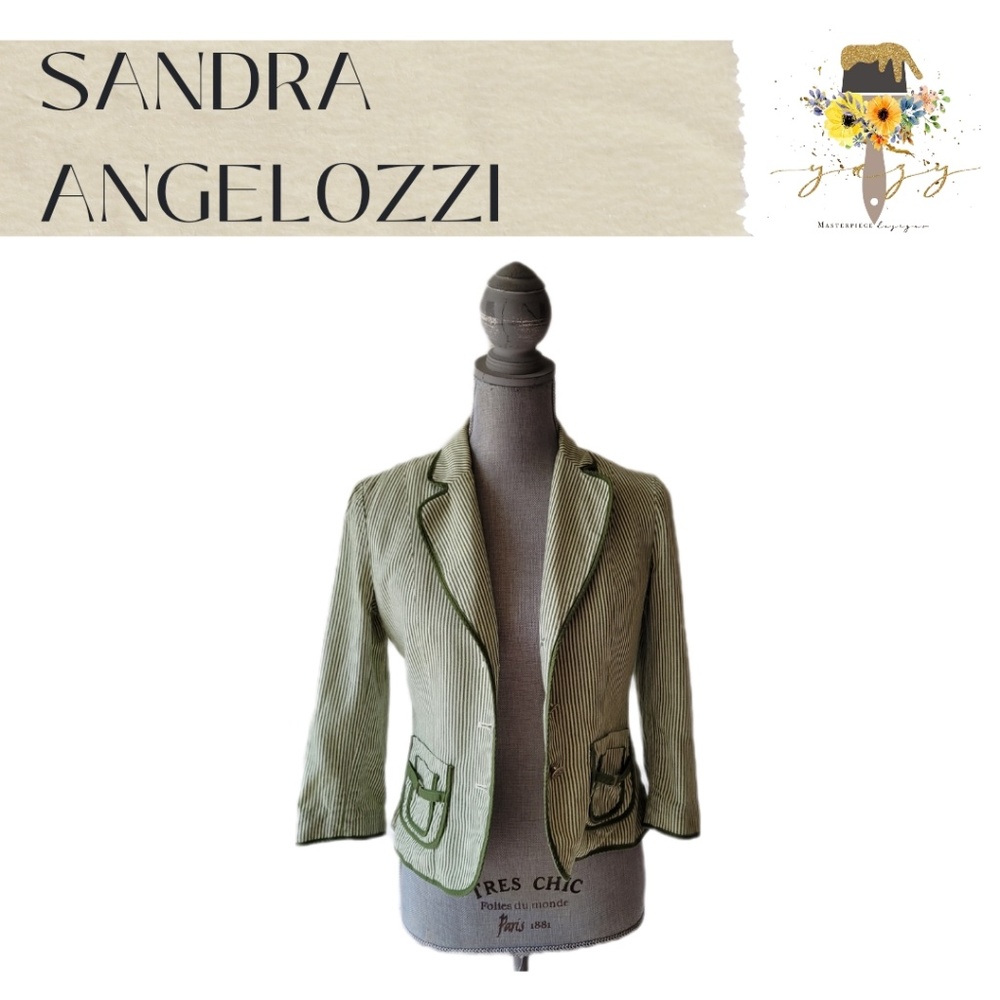 SANDRA ANGELOZZI Blazer Green/White Size 34
